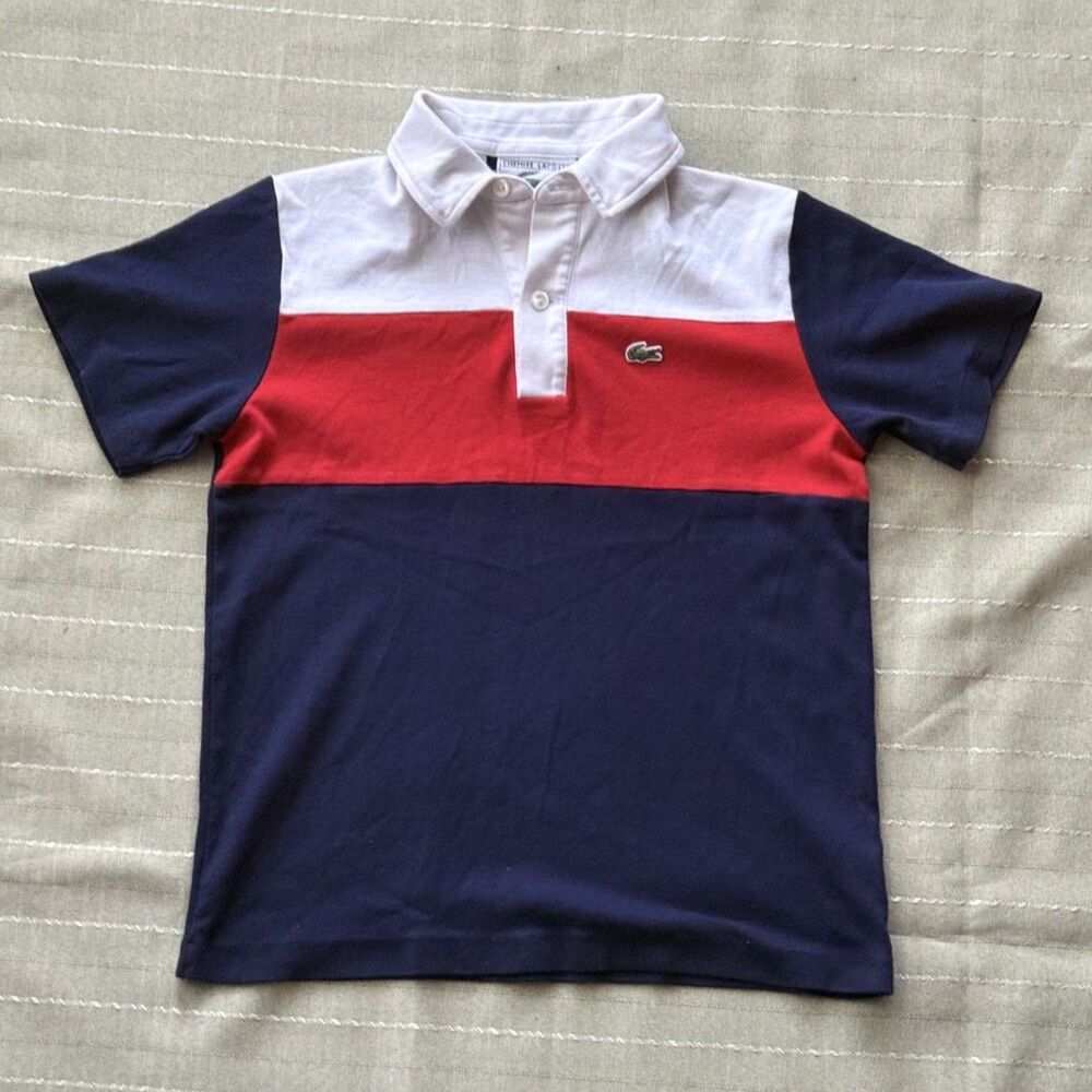 Lacoste Blue Red White Boys Polo Size 10 Great Condition